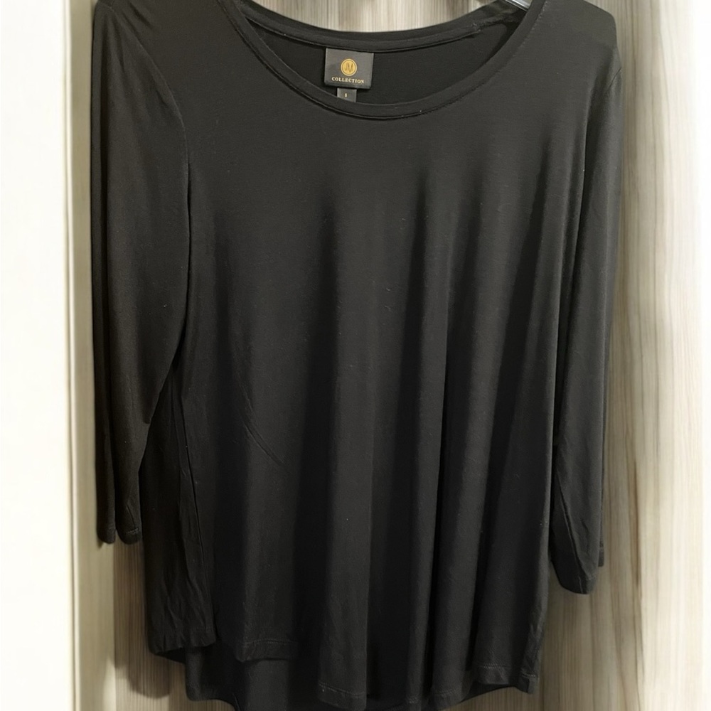 Eileen Fisher Black Relaxed 3/4 Sleeve Blouse